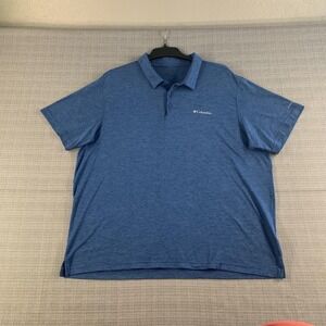 Columbia Polo Shirt Mens 2XL Blue Omni-Wick Performance Golf Short Sleeve Tech